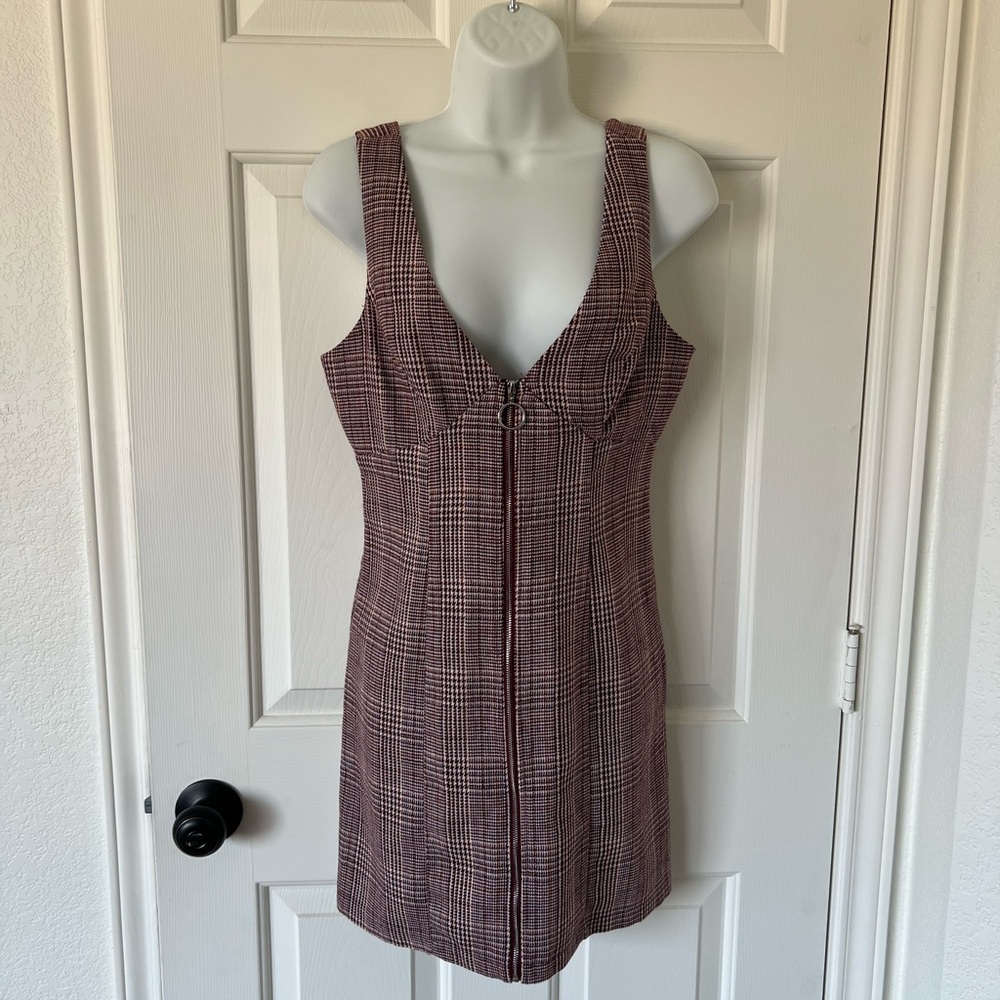 Forever 21 Burgundy Plaid Mini Dress
